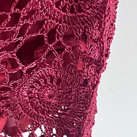 Red Lace Crochet Tank Top Blouse 310 boho - Picture 9 of 11